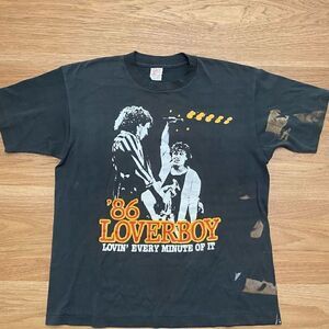 Hef-T Men's Vintage 1986 Loverboy “Lovin Every Minute of It” Tour Concert Shirt